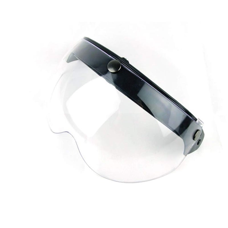 WANCAR Universal Motorcycle Retro Pilot-Style Standard 3 Snap-Button Visor Flip Up Down Open Face Helmet Wind Shield(Clear) - Image 2
